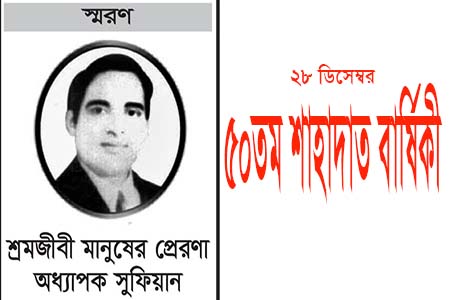 প্রখ্যাত শ্রমিক নেতা অধ্যাপক আবু সুফিয়ানের ৫০তম শাহাদত বার্ষিকী কাল