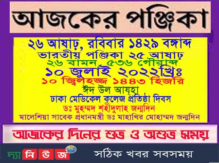 আজকের পঞ্জিকা ও ইতিহাসের এই দিনে