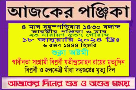 পঞ্জিকা ও ইতিহাসের এইদিনে
