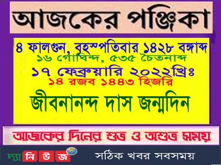 বৃহস্পতিবারের দিনপঞ্জি