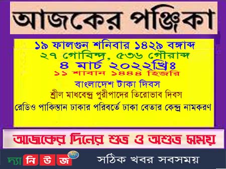 আজকের পঞ্জিকা