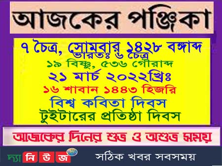 সোমবারের পূর্ণাঙ্গ পঞ্জিকা