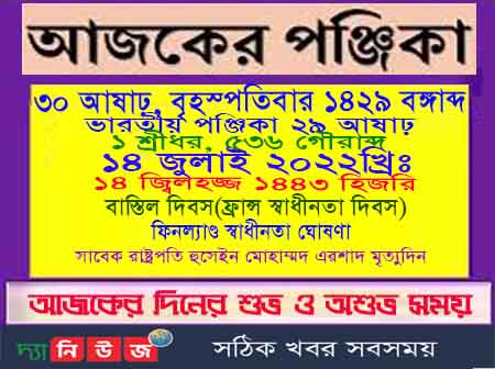 আজকের পঞ্জিকা