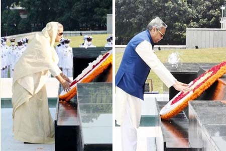 সশস্ত্র বাহিনী দিবসে রাষ্ট্রপতি ও প্রধানমন্ত্রীর শ্রদ্ধা নিবেদন