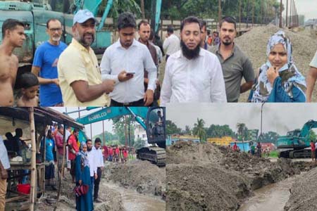 বেনাপোল স্থলবন্দরের পানি নিষ্কাশনের ব্যবস্থা না থাকায়' ভারী বর্ষার কারণে বিভিন্ন স্থান পানিতে ডুবে আছে মোঃ মাসুদুর রহমান শেখ বেনাপোলঃবৈরী আবহাওয়ার কারণে,বেনাপোল আন্তর্জাতিক স্থলবন্দরের বিভিন্ন স্থান পানিতে ডুবে আছে। ফলে দ্রুত পানি নিষ্কাশন না করলে, ক্ষতি হওয়ার সম্ভাবনা হাজার হাজার কোটি টাকার পণ্য। উল্লেখ্য বিগত দিন আগে বন্দরের পানি যেখান থেকে যেতো,সেই পানি যাওয়ার কালভার্ট গুলি বন্ধ করার কারণে এই ঘটনা ঘটছে। যানা গেছে,বেনাপোল রেলওয়ে নির্মাণের কাজের জন্য কালভার্ট গুলি বন্ধ হয়ে আছে। ৯ জুলাই বুধবার সকাল ১১ টার সময় বেনাপোল স্থলবন্দরের শ্রমিকরা ক্ষিপ্ত হওয়ার কারণে, বেনাপোল স্থলবন্দর উপ পরিচালক মোঃ মামুন কবির তরফদার বন্দরের লেবারদের শান্ত করে,শার্শা উপজেলা নির্বাহী অফিসার ডাঃ কাজী নাজিব হাসান এর সাথে নিয়ে বিভিন্ন জায়গায় কথা বলে দ্রুত পানি নিষ্কাশনের কাজ শুরু করেন। এবং বেকু দিয়ে কালভার্ট এর সামনের মাটি কেটে পানি বাহির করেন। বেনাপোল বন্দরের উপ পরিচালক মামুন কবির তরফদার বলেন,বেনাপোল স্থল বন্দরের পানি যাওয়ার কালভার্ট আটকে রেখেছিলেন বেনাপোল রেলওয়ে স্টেশন,আমি উপজেলা নির্বাহী অফিসারের সাথে কথা বলে পূর্বের কালভার্ট গুলি আবার নতুন করে ব্যবস্থা করছি। এই কালভার্ট গুলি হলে বন্দরে আর পানি জমে থাকবে না। সেই সাথে হাজার হাজার কোটি টাকার পণ্য আর নষ্ট হবে না। বেনাপোল স্থলবন্দর হ্যান্ডেলিং শ্রমিক ইউনিয়ন ৯২৫ এর সাধারণ সম্পাদক মোঃ সহিদ আলী বলেন,ভারী বর্ষার কারণে বন্দরে বিভিন্ন স্থানে পানি জমে থাকায় আমার শ্রমিকরা কাজ করতে পারেনা, এবং পানিতে ক্ষতি হচ্ছে হাজার হাজার কোটি টাকার পণ্য। এসময় উপস্থিত ছিলেন, বেনাপোল স্থল বন্দরের উপ-পরিচালক মোঃ মামুন কবির তরফদার, সহকারী পরিচালক (ট্রাফিক) কাজী রতন,বেনাপোল স্থলবন্দরের প্রকৈশলী উপ পরিচালক এ মেস,টি মোছাঃ রোকসানা খাতুন,উপ সহকারী প্রকৈশলী মোঃ খোরসেদ আলম,বেনাপোল স্থলবন্দর হ্যান্ডেলিং শ্রমিক ইউনিয়ন ৯২৫ এর সাধারণ সম্পাদক মোঃ শহিদ আলী, ভারপ্রাপ্ত সভাপতি তবিবুর রহমান তবি, সাধারণ লেবার সহ বিভিন্ন কর্মকর্তাবৃন্দ।