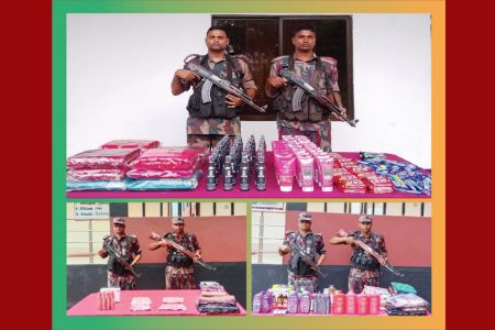 সীমান্তে অভিযান চালিয়ে অবৈধ চোরাচালানী মালামাল আটক করেছে বিজিবি