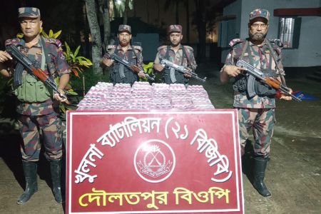 বেনাপোল দৌলতপুর সিমান্ত এলাকায় বিজিবি অভিযানে ভারতীয় ৭০০ পিচ পন্ডস ফেইস ওয়াশ আটক 