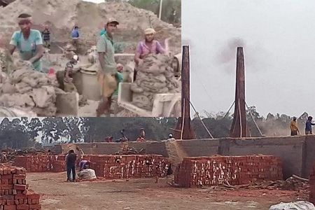 মহামারী করোনায় থেমে নেই ধামরাইয়ে ইটভাটার কাজ, স্বাস্থ্য ঝুঁকিতে শ্রমিক