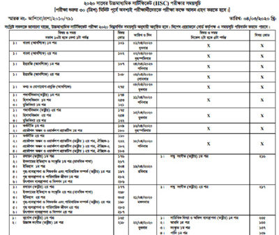 এইচএসসি পরীক্ষার রুটিন