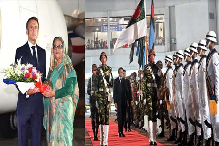 ইমানুয়েল ম্যাক্রোঁকে রাষ্ট্রীয় সংবর্ধনা