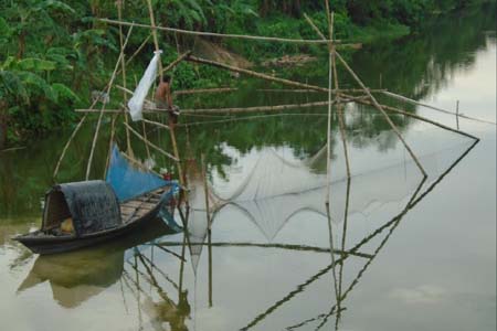 মধুখালীতে জেলেদের ভ্যাসালে মাছ শিকারের হিরিক