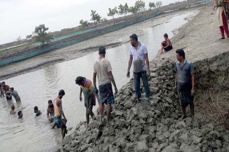 পাইকগাছার সোলাদানা ইউনিয়নের ভাঙ্গা হাড়িয়া ও সোলাদানা বাজার আবাসন প্রকল্প বাঁধ মেরামত