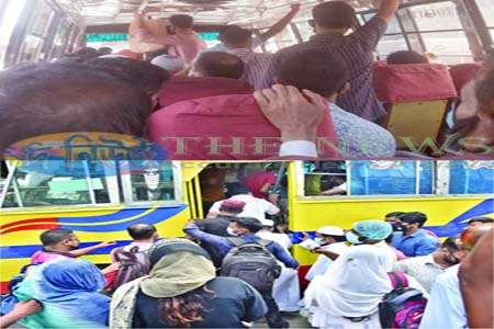 স্বাস্থ্যবিধির কোন নির্দেশনা মানছে না রাজধানীর গণপরিবহন