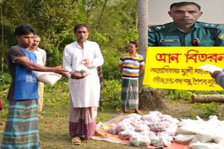 গ্রামের দুস্থদের জন্য বেতনের টাকা দিয়ে খাদ্যসামগ্রী পাঠালেন পুলিশের এসআই সুমন