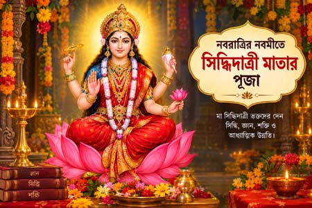 আজ মা সিদ্ধিদাত্রী দেবীর পূজা, ইতিহাস ও মাহাত্ম্য: নবদুর্গার নবম শক্তির পরিচয়