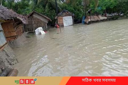 ঝুঁকিপূর্ণ ভেড়িবাঁধ ভেঙ্গে বিস্তৃর্ণ এলাকা প্লাবিত