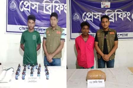 বেনাপোলে ফেনসিডিল ও গাঁজাসহ দুই মাদক ব্যবসায়ী আটক