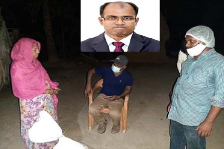 রাতেই ভিক্ষুকের বাড়ি খাদ্য নিয়ে হাজির ইউএনও রুহুল আমিন