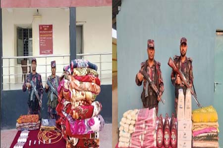 সীমান্ত অভিযানে চোরাচালান পণ্য জব্দ