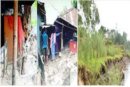 নদীর ভাঙনে হুমকির মুখে বসতবাড়ি