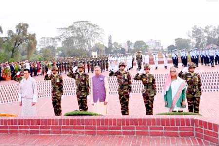 মহান মহান স্বাধীনতা ও জাতীয় দিবসে জাতীয় স্মৃতিসৌধে রাষ্ট্রপতি-প্রধানমন্ত্রী-ভুটানের রাজার শ্রদ্ধা