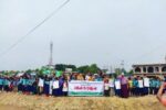 শ্যামনগরে স্কুলের জমি উদ্ধারের দাবিতে মানববন্ধন