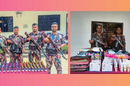 বিজিবি অভিযানে মাদকদ্রব্য ও চোরাচালান পণ্য আটক