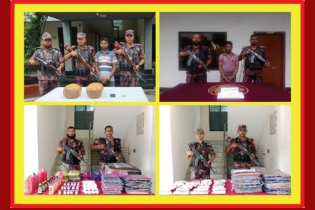 বেনাপোল সীমান্ত এলাকায় বিজিবি অভিযানে মাদকদ্রব্য ও চোরাচালান পণ্যসহ আটক-২