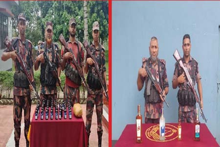 অভিযানে বিদেশি মদ ভারতীয় গাঁজা