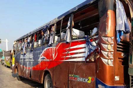 ভাঙ্গায় যাত্রীবাহী বাস উল্টে