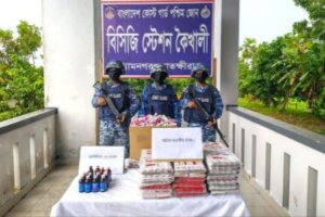 শ্যামনগরে কোষ্ট গার্ডের অভিযানে ফেনসিডিল ও ভারতীয় ঔষধ জব্দ