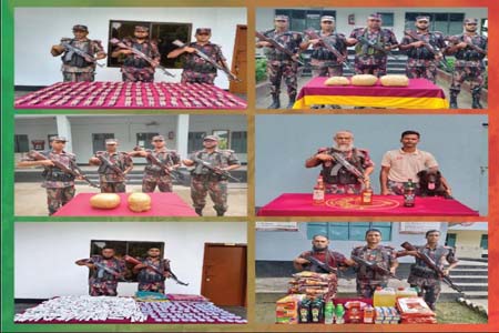 অভিযানে বিদেশি মদ ভারতীয় গাঁজা