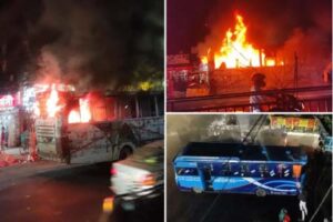ঢাকায় একের পর এক বাসে আগুন ও ককটেল বিস্ফোরণ