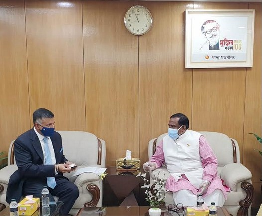 খাদ্যমন্ত্রীর সঙ্গে ভারতীয় নতুন হাইকমিশনারের সাক্ষাৎ