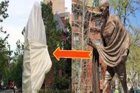 ওয়াশিংটনে ভারতীয় দূতাবাসের সামনের গান্ধী মূর্তি ভাঙচুর