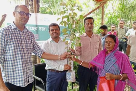 সাতক্ষীরার আশাশুনি উপকূলে ৩শ পরিবারের মাঝে ১০ হাজার ফলজ, বনজ ও ঔষধি গাছের চারা বিতরণ