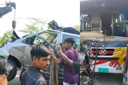 গৌরনদীতে বাস ও মাইক্রোবাসের মুখোমুখি সংঘর্ষে দুইজন নিহত, আহত-৩