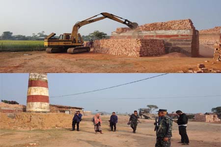 সাতক্ষীরায় ইটভাটাকে ৪ লক্ষ টাকা জরিমানা, ফেনীতে অবৈধ ইটভাটা উচ্ছেদ