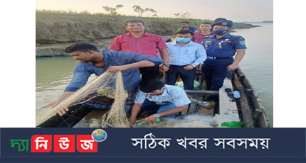 নবীগঞ্জের কুশিয়ারা নদীতে উপজেলা প্রশাসনের অভিযান কারেন্ট জাল জব্দ