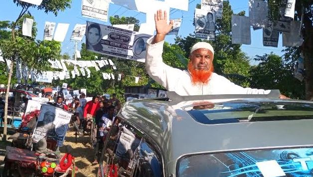 সালথার গট্টি ইউনিয়নে খোরশেদ খানের বিশাল নির্বাচনী শোভাযাত্রা