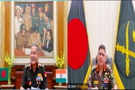 দ্বিপক্ষীয় প্রতিরক্ষা সহযোগিতা নিয়ে ভারত ও বাংলাদেশ সেনা প্রধানের ভার্চুয়াল বৈঠক