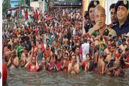 লাঙ্গলবন্দে সনাতন ধর্মাবলম্বীদের মহাষ্টমী পুণ্যস্নান উৎসবে স্বরাষ্ট্র উপদেষ্টা