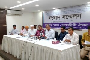 ছয় দফা দাবিতে জাতীয় স্বাস্থ্য পেশাজীবী ঐক্যর সংবাদ সম্মেলন