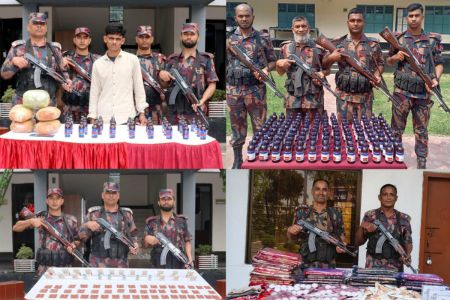 সীমান্তে বিজিবির অভিযানে মাদক ও চোরাচালানি মালামালসহ আটক ১