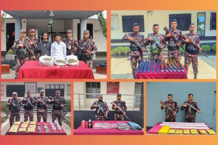 যশোর সিমান্ত এলাকায় বিজিবির অভিযানে মাদকদ্রব্য ও চোরাচালান পণ্যসহ আটক -২ 