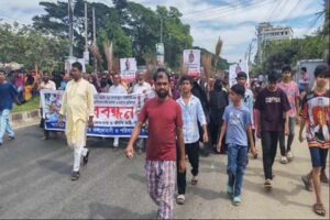 কালকিনিতে যুবক তাইজুল সরদার হত্যার বিচারের দাবীতে মানববন্ধন