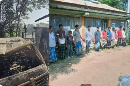 হাতিয়ায় হামলা ও ভাঙচুরের প্রতিবাদে এনসিপির বিরুদ্ধে হিন্দু সম্প্রদায়ের মানববন্ধন