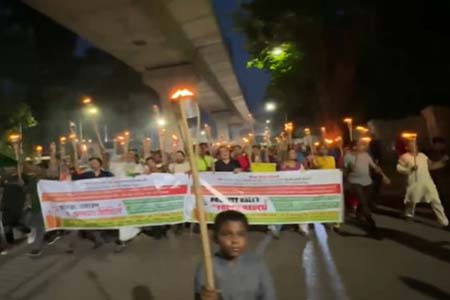 সনাতন অধিকার মঞ্চের ৮ দফা দাবী বাস্তবায়নে বিক্ষোভ সমাবেশ ও মশাল মিছিল
