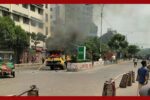 মিরপুরে ফুটপাত উচ্ছেদ ঘিরে সংঘর্ষ, তিন গাড়িতে আগুন