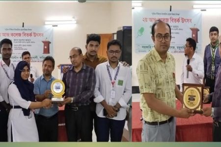 মধুখালীতে ছায়া সংসদে বিতর্ক উৎসবে বিজয়ী দল সরকারি আইনউদ্দীন কলেজ